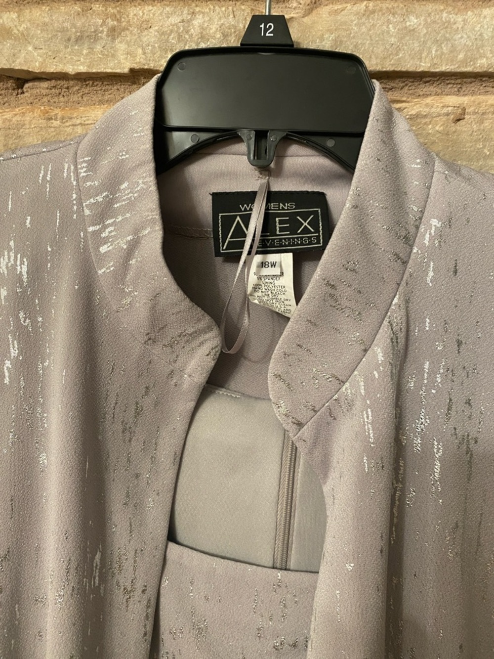 Alex Evenings Silver-Accented Gray Two-Piece Evening Set Size 18 - Picture 6 of 13